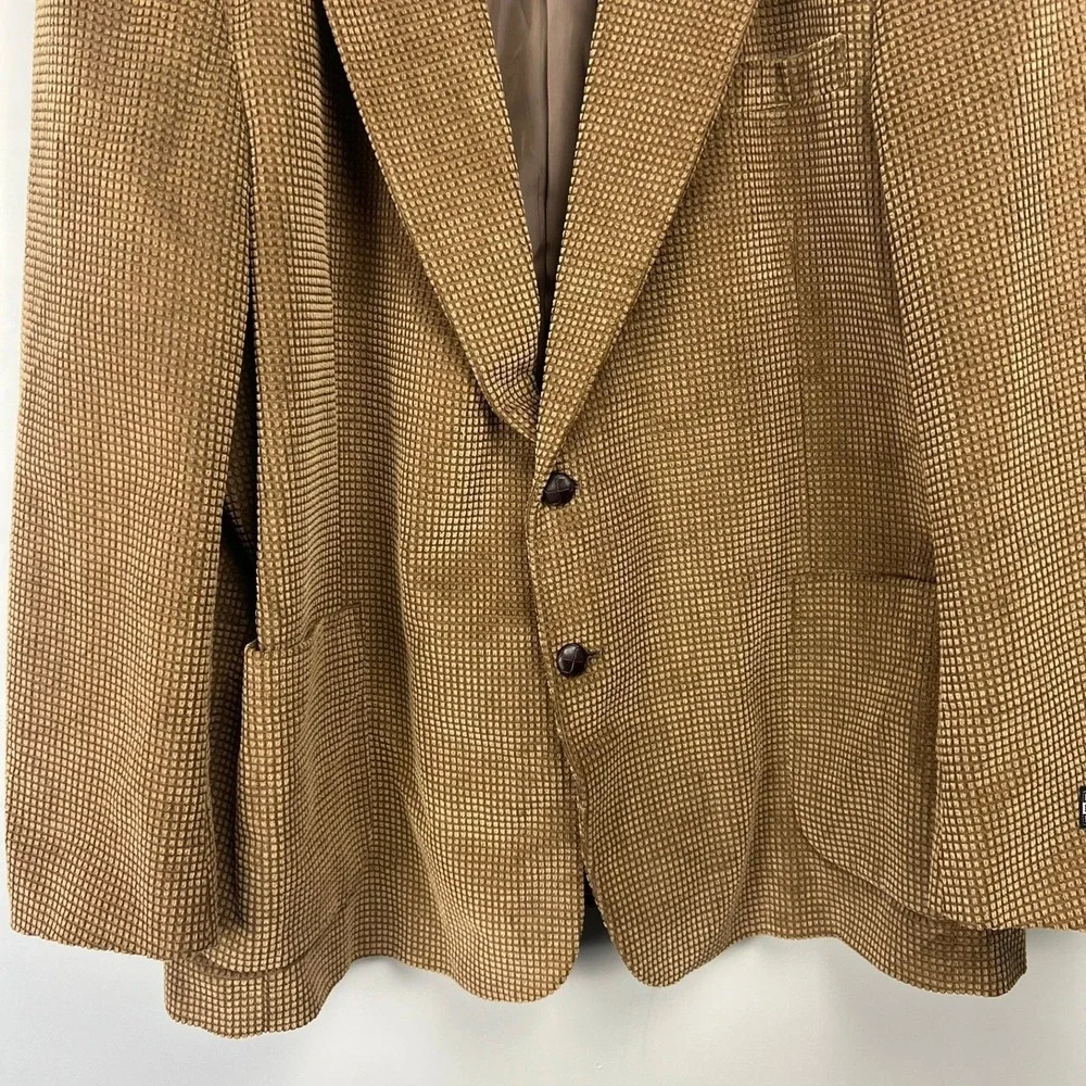 New Members Only Mens Brown Waffle Textured‎ Corduroy Blazer Jacket sz 48 Preppy